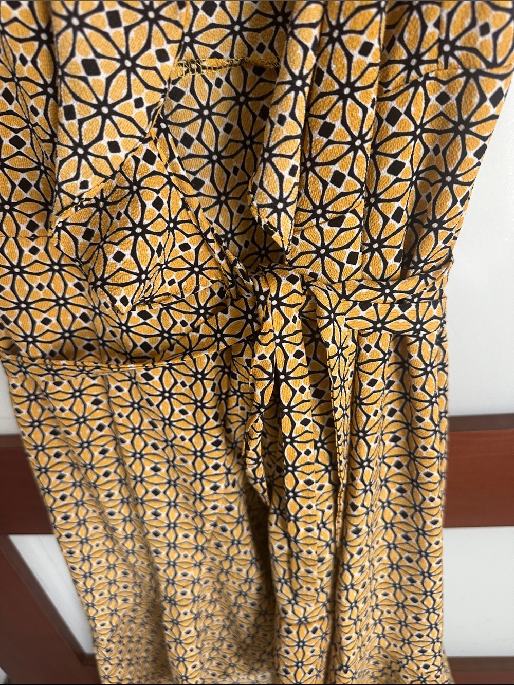 Max Studio Mustard Geometric Ruffle High-Low Skirt - Picture 4 of 7